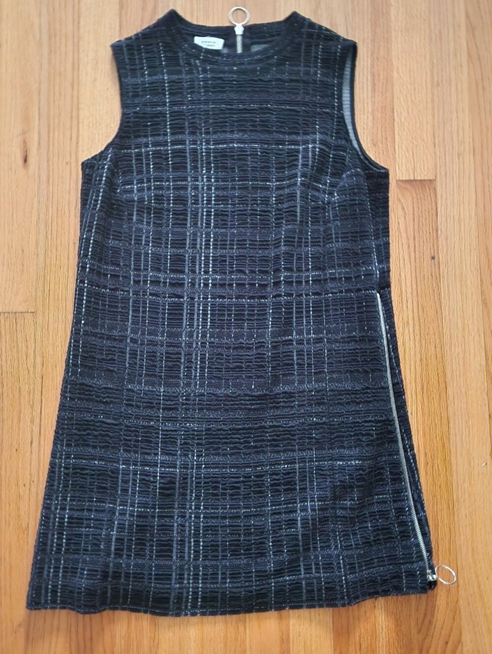 Akris PuntoTunic Black & Silver Check Jersey Dress Size 9 - Picture 13 of 15